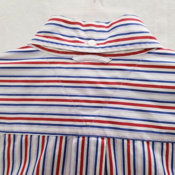 Tommy Hilfiger Button Down short Sleeve Shirt Men's size Large red white blue - Picture 6 of 8